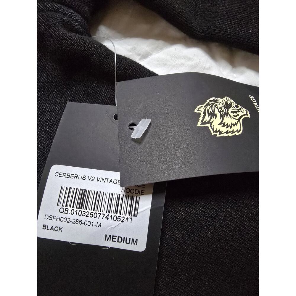 NEW Darc Sport Cerberus V2 Vintage Pierce Hoodie Wolves Black Medium NWT Rare - Picture 6 of 7